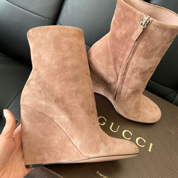 Gucci Suede Wedge Boots 36 1/2 US 6 - Picture 11 of 14